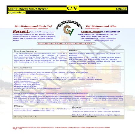 Asad LS CV.pdf Liftin supervisor or TUV Rigger level 1 | PDF