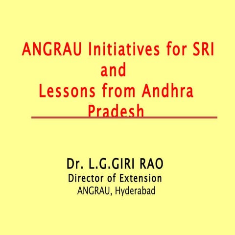 0848 ANGRAU Initiatives for SRI and Lessons from Andhra Pradesh
