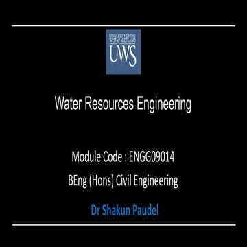 Water Resources Engineering Slides - UWS