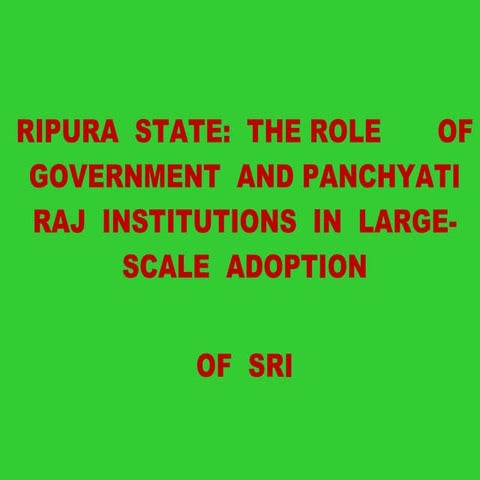 0874 Tripura State: The Role of Government and Panchyati Raj Institutions in ...