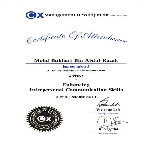 MGT DEVELOPMENT TRAINING CERTIFICATE 1 | PDF