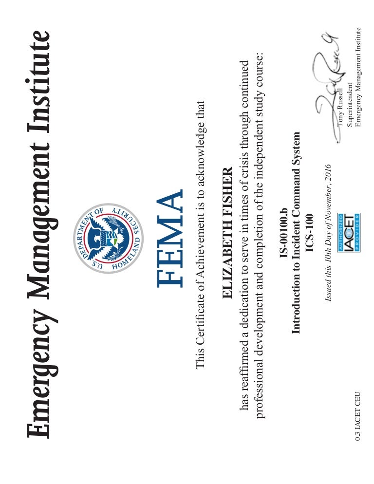 Fema certification
