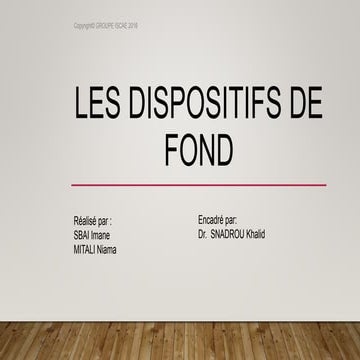 Présentation Dispositifs de Fonds