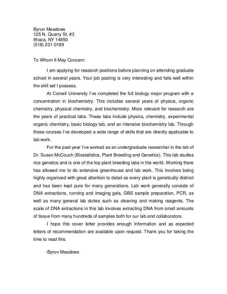 Cover Letter Spring 2015