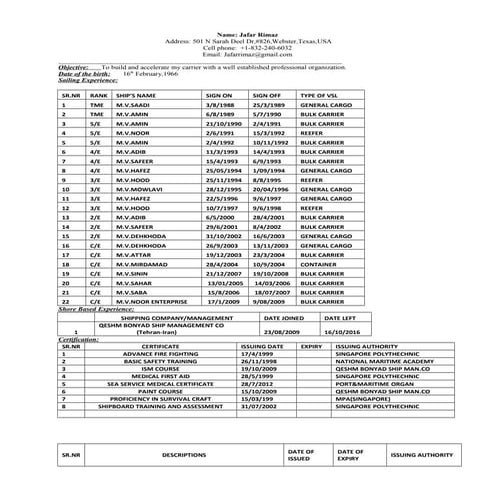 Adib's Resume For the post of 3rd ENGINEER | DOCX