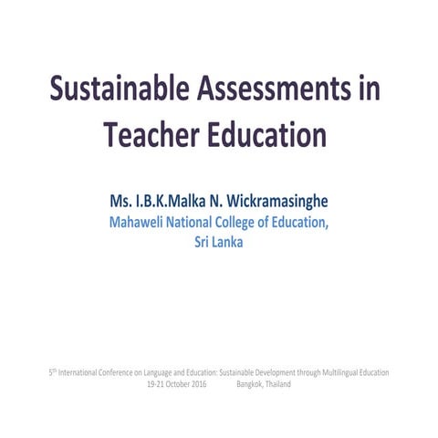 Sustainable Assessments in Teacher Education