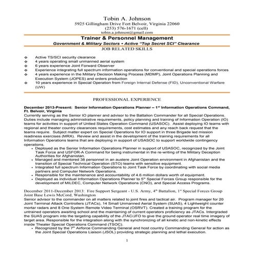 Tobin Johnson, 1st IO CMD