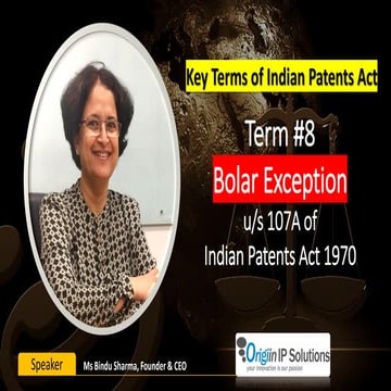 Key terms Patent Act  Term #8:  Bolar Exception