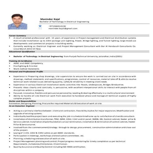 Maninder Kajal CV