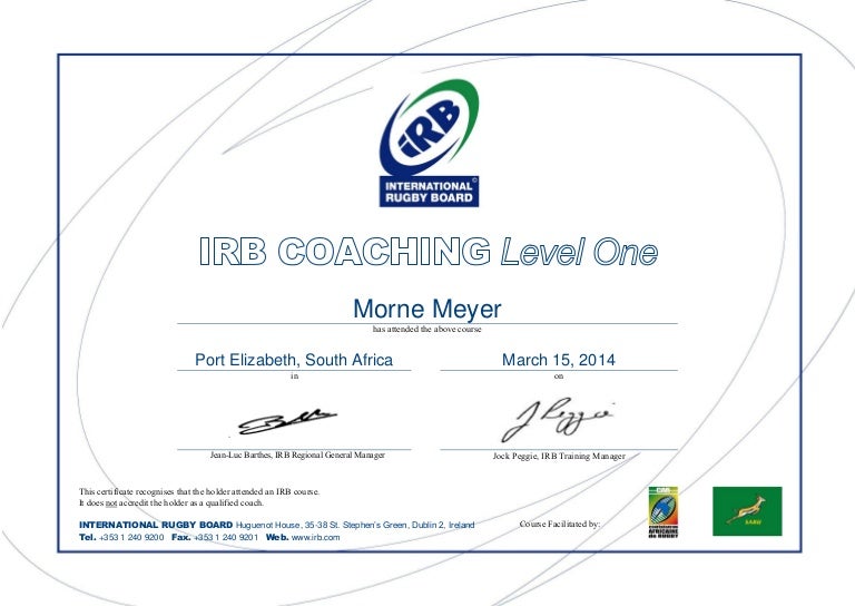 IRB Coaching Level 1