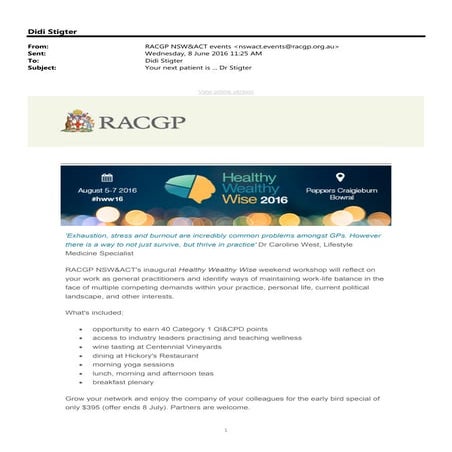 RACGP - HWW16 eDM strategy | PDF