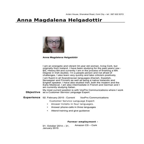 Chronological resume