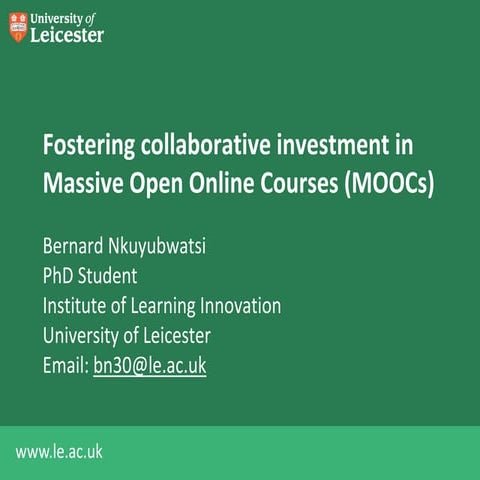 Fostering collaborative investment in MOOCs
