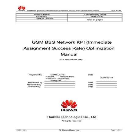 08 gsm bss network kpi (immediate assignment success rate) optimization manual