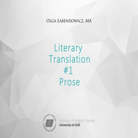 08 Literary Translation #1 Prose