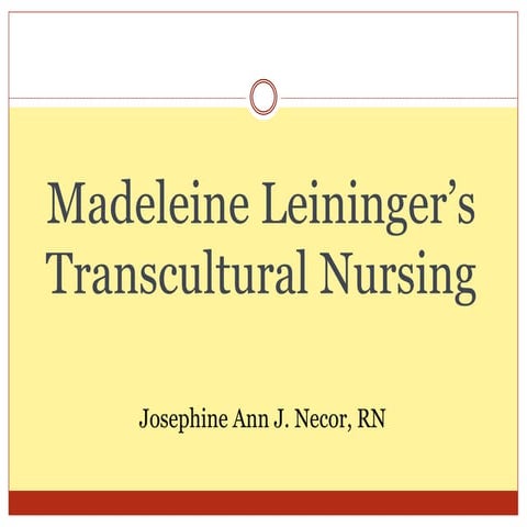 Madeleine Leininger’s Transcultural Nursing