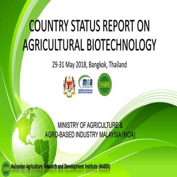 Country Status Reports on Agricultural Biotechnology - Malaysia