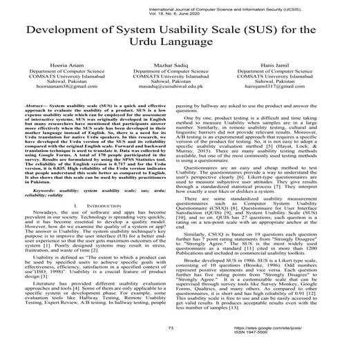 Development of System Usability Scale (SUS) for the Urdu Language 
