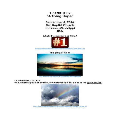 09-04-16, 1 Peter 1;1-9, A Living Hope