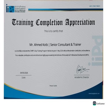 Certificate of Appreciation for conducting 