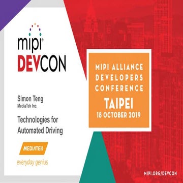 MIPI DevCon Taipei 2019 Keynote: Technologies for Automated Driving