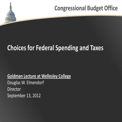 Choices for Federal Spending and Taxes: CBO Director Doug Elmendorf's Goldman...