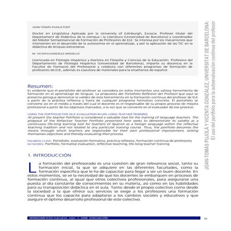 El uso del portafolio para  la  autoevaluaciòn continua del  profesor -Pujola...