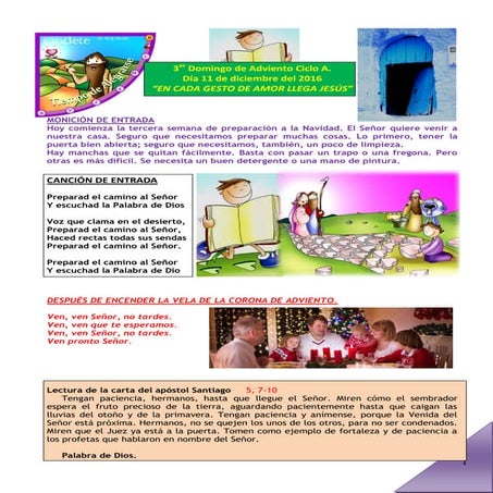 09. GUIÓN DE LA MISA FAMILIAR DEL DOMINGO 3º DE ADVIENTO. CICLO A. DIA 11 DE ...