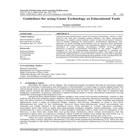 Guidelines for using Game Technology as Educational Tools
