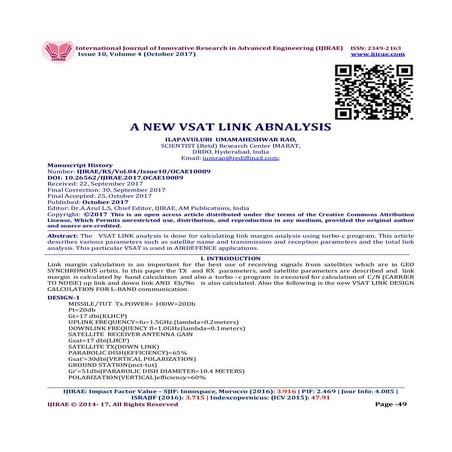 A NEW VSAT LINK ABNALYSIS