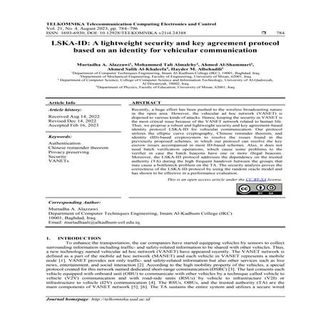 LSKA-ID: A lightweight security and key agreement protocol based on an ...