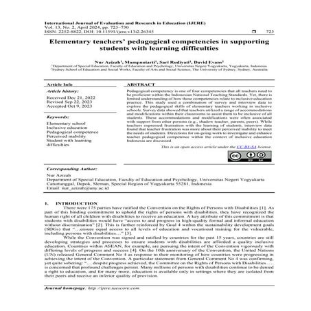 Elementary teachers’ pedagogical competencies in supporting students with learning difficulties