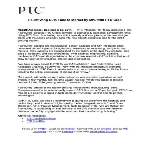 FourthWing Cuts Time to Market by 50% with PTC Creo