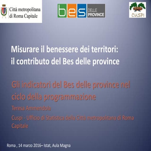  Gli indicatori del Bes delle province nel ciclo della programmazione -  Tere...