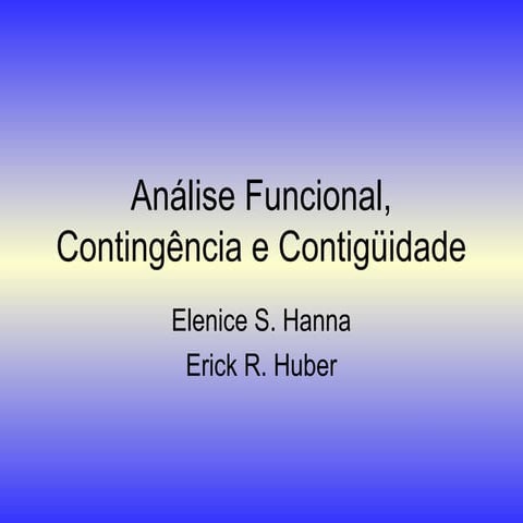 Análise funcional, contingência e contiguidade