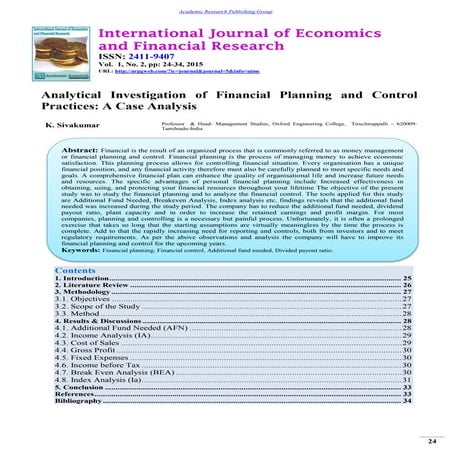 Analytical Investigation of Financial Planning and Control Practices: A Case ...