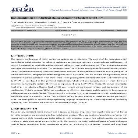 Implementation of Industrial Boiler Monitoring System with GSM