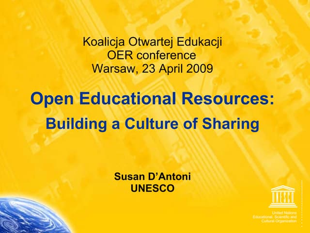 Open Educational Resources: Building a Culture of Sharing