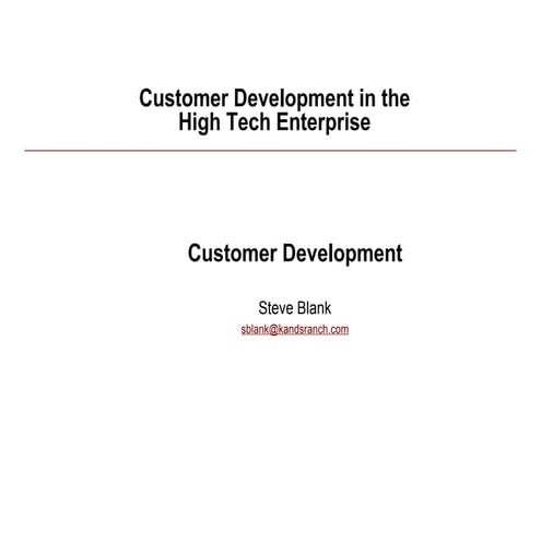 Customer Development Class 3 And 4 090509