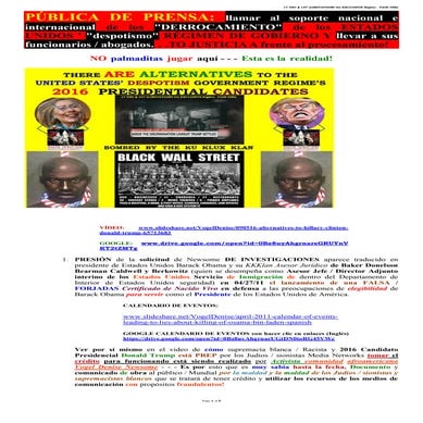 090516 PUBLIC NEWS RELEASE -OVERTHROWING USA DESPOTISM GOVERNMENT - SPANISH