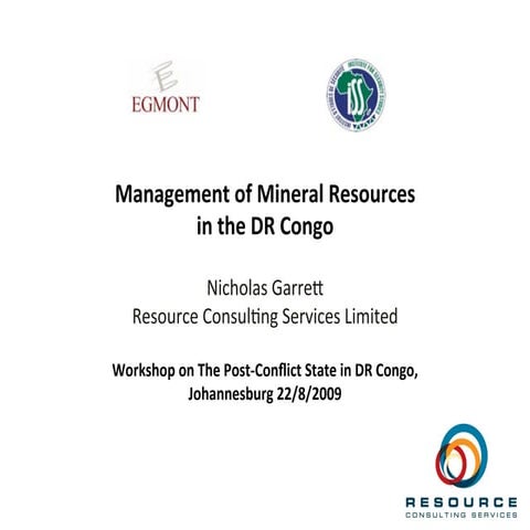 Management of Mineral Resources in the DR Congo