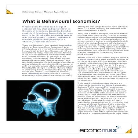 Mo Tanweer on Behavioural economics (2010)