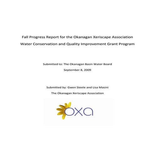 Report for the Okanagan Xeriscape Association - British Columbia, Canada