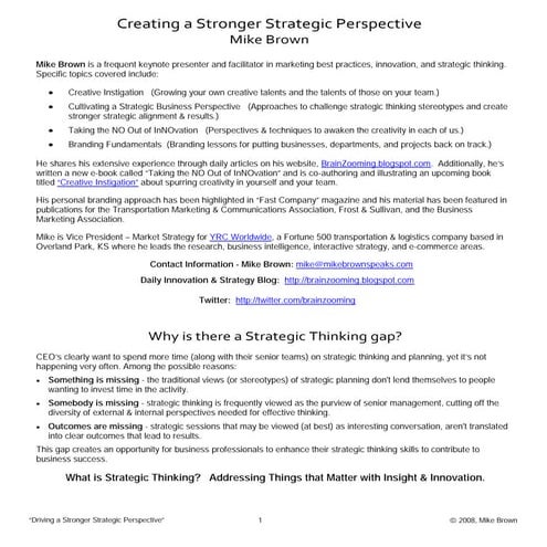 Cultivating A Strategic Perspective