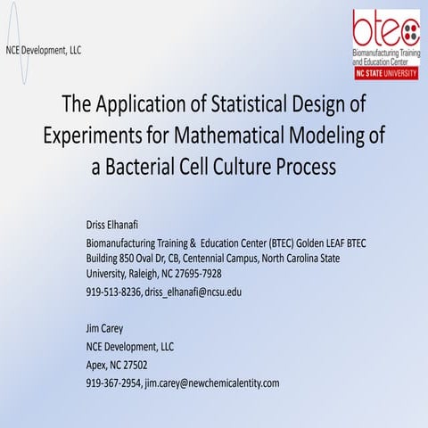 The Application of Statistical Design of Experiments for Mathematical Modelin...