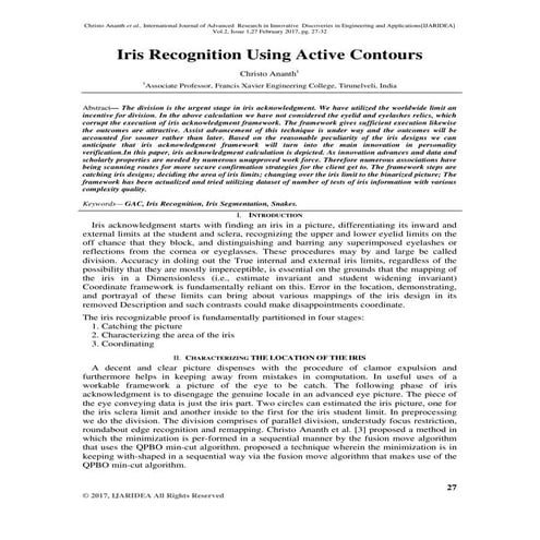 Iris Recognition Using Active Contours