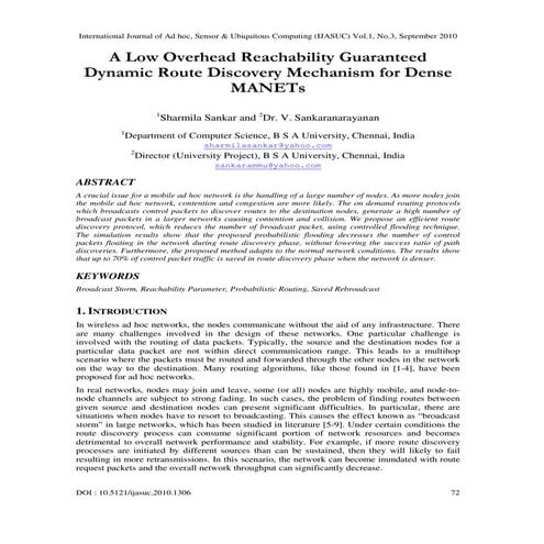 A Low Overhead Reachability Guaranteed Dynamic Route Discovery Mechanism for ...