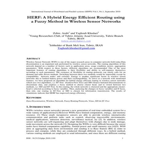 HERF: A Hybrid Energy Efficient Routing using a Fuzzy Method in Wireless Sens...