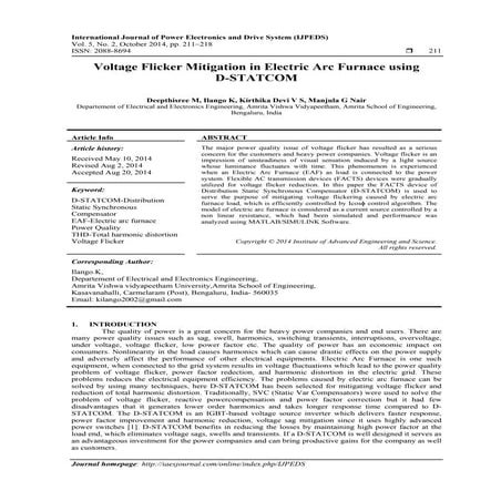 Voltage Flicker Mitigation in Electric Arc Furnace using D-STATCOM