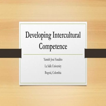 Developing intercultural competence